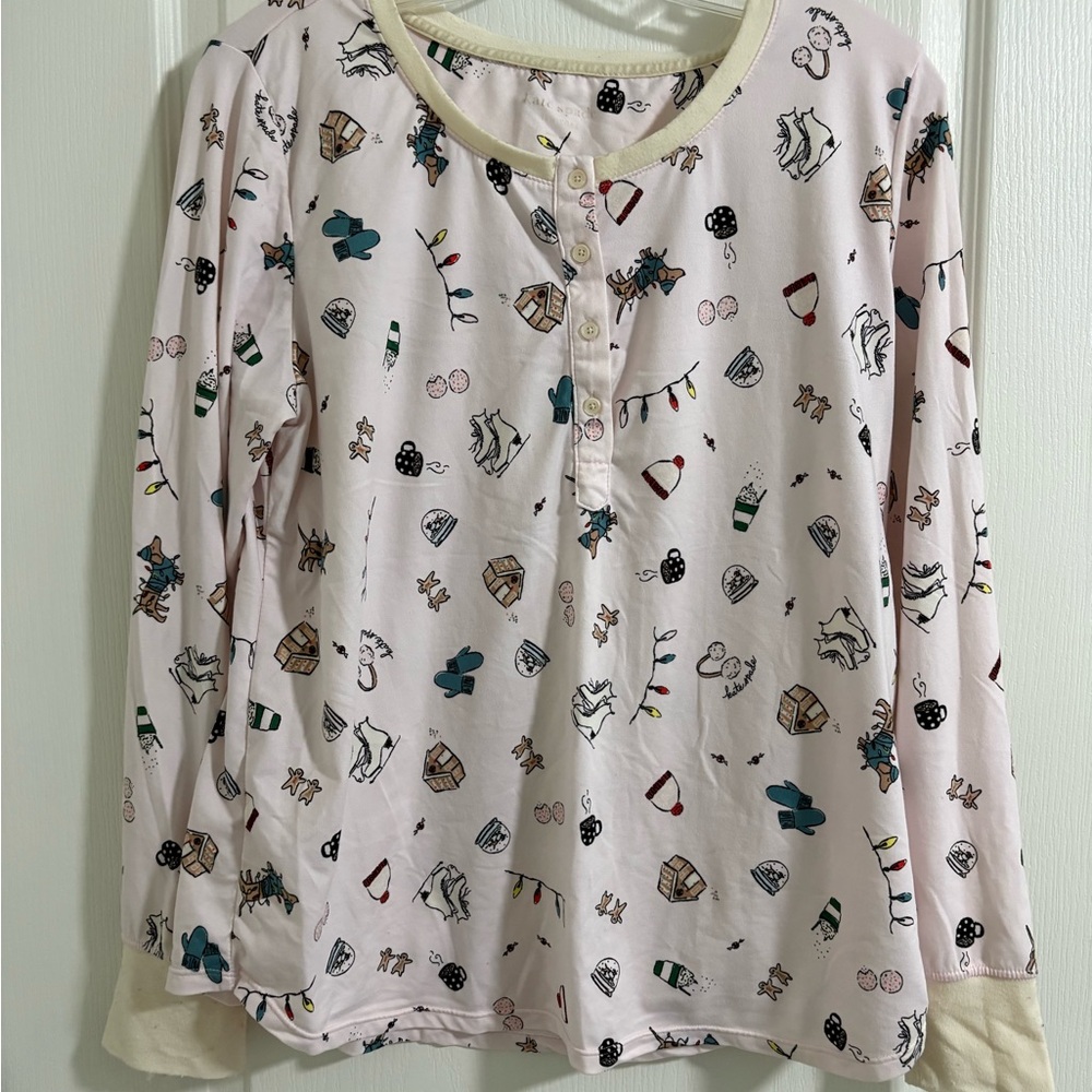 Kate Spade Festive Pajama Set - Cream and Pink